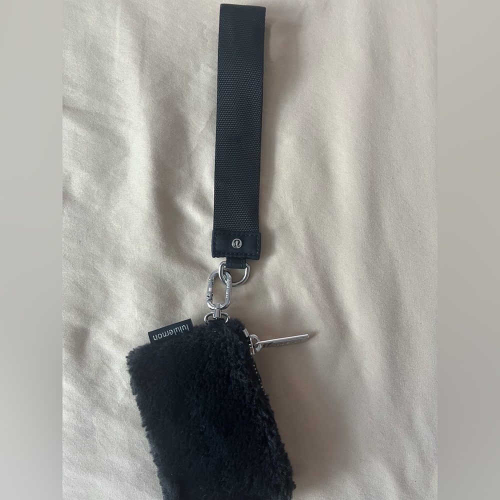 Lululemon Black Furry Keychain Wristlet